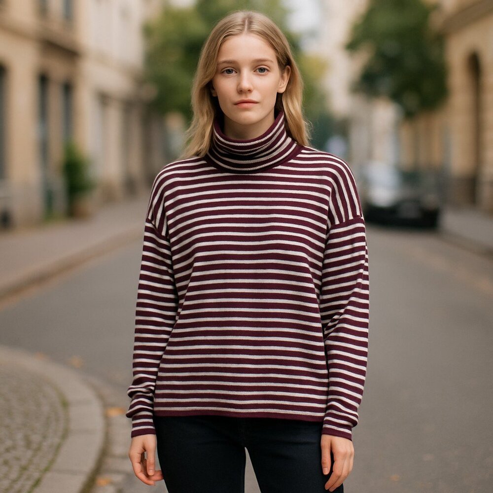 NWT French Connection Babysoft Stripe Turtleneck Sweater
